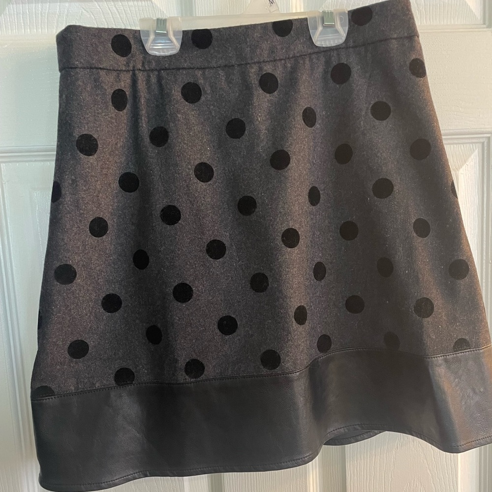 Felt and leather polka dot skirt
